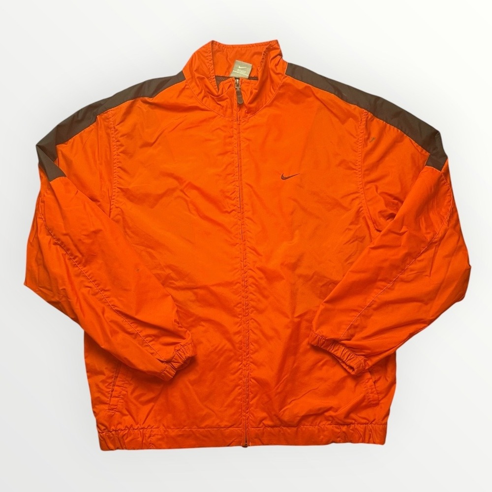 Nike Mens Orange Grey Full Zip Mesh Lined Windbreaker Jacket Size M